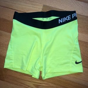 Neon Yellow Nike Pro Spandex